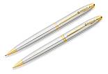 Набор Franklin Covey Lexington (ручка+карандаш 0.9, хромированный корпус с позолотой)