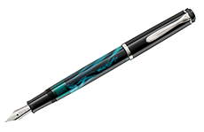 Pelikan Classic M205 Petrol Marbled F (черно-бирюзовый корпус)